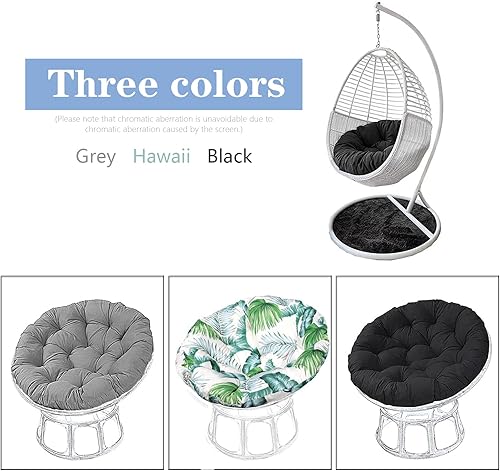 Miniatura 7 de Solo cojín, cojín redondo grueso y relleno de 8.8 libras, silla colgante de huevo (44 x 44, negro)
