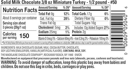 Miniatura 7 de Madelaine - Pavos miniatura de chocolate con leche altamente detallados, sólidos y de primera calidad, envueltos en papel de aluminio italiano