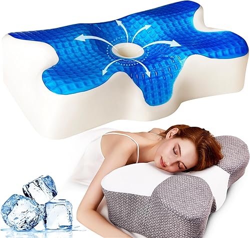 Almohada de gel refrescante, almohada cervical refrescante, almohada de espuma viscoelástica de gel, almohadas de contorno ergonómicas inodoras,