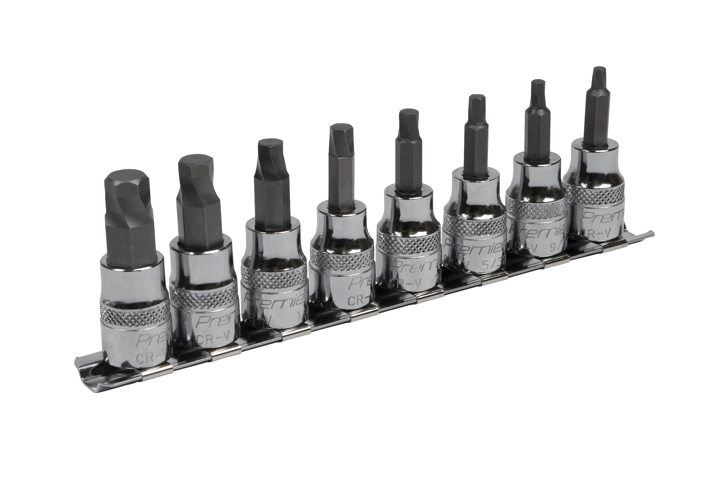 Sealey Hex Socket Bit Set Lock-On? 8Pc 3/8"Sq Drive - Imperial