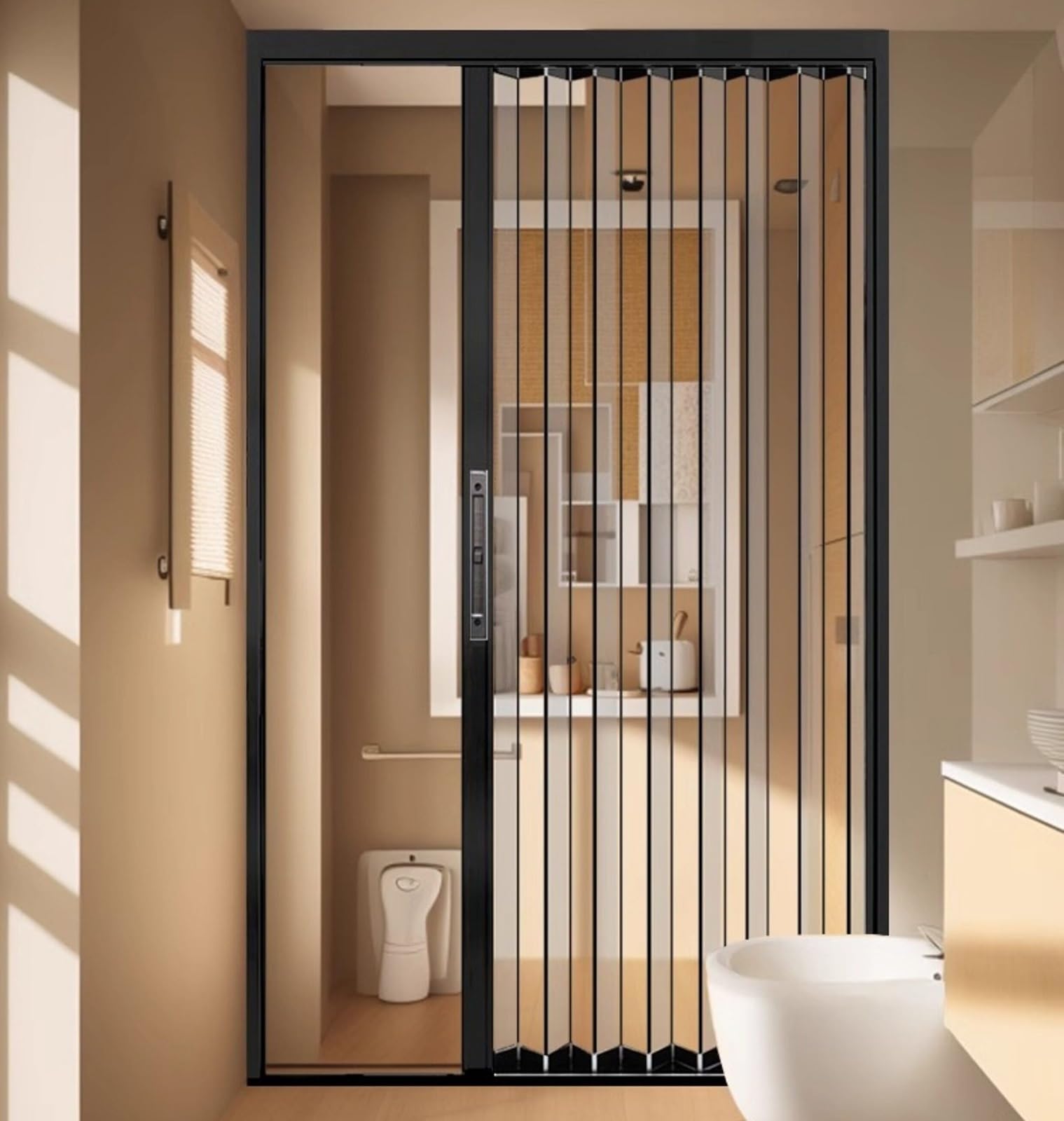 Mlyaye One Color Concertina Foldable Door 24'' 28 32 36 40 44 48 52 56 60 Inch Wide Clear Folding Accordion Door, Acrylic Glass Transparent Foldable Partition Doors For Bathroom(47.2X78.7in/120X200cm)
