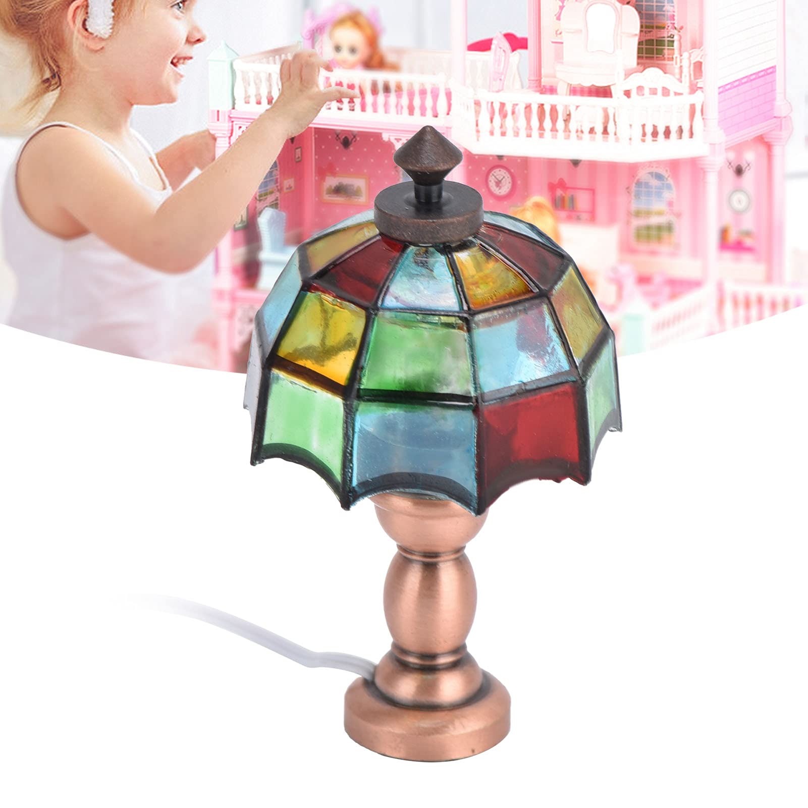 Amazon | 1:12ミニチュアドールハウス家具テーブルランプ傘型ランプ