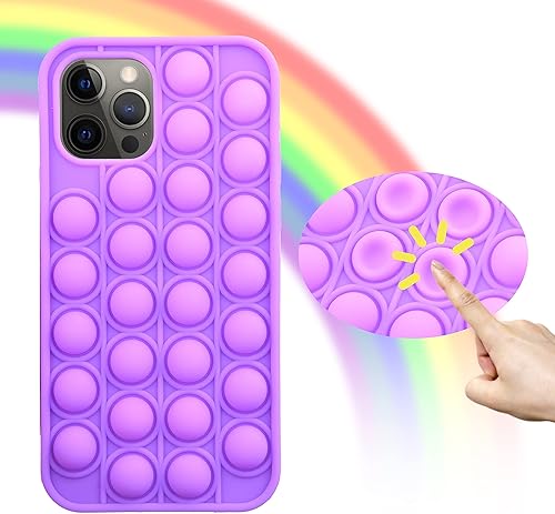 ECO-FUSED 1 funda de juguete sensorial de burbujas para presionar, funda protectora de silicona compatible con iPhone 1212 Pro, protege contra