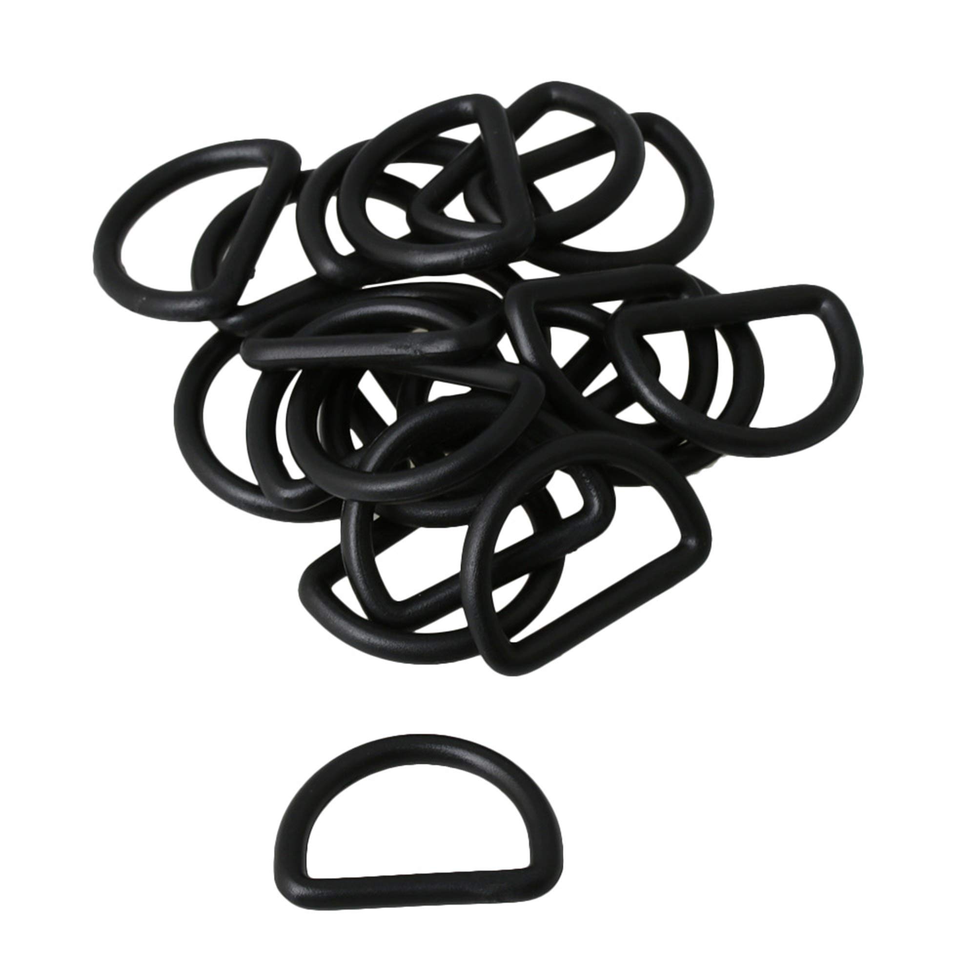 Mxfans 20 Stück D-Ring Schnalle 2.5cm Kunststoff Schwarz | Kunststoff-D-Ring-Schnalle. Für Gurtband mit 2.5 cm Innendurchmesser. Langlebig.