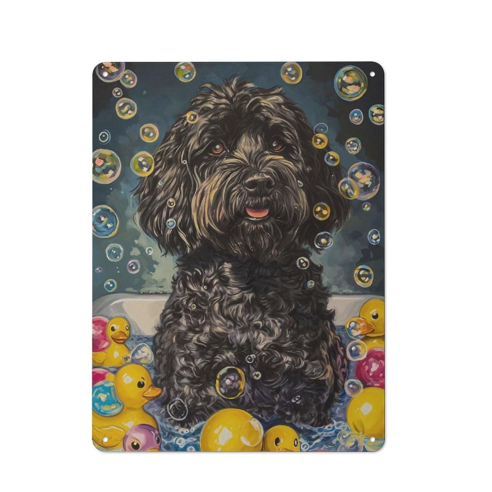 Junmoney Black Russian Terrier Dog Retro Metal Sign 40X30cm For Kitchen Or Home Bar, For Kitchen, Dining Room And Home Bar Wall Decor