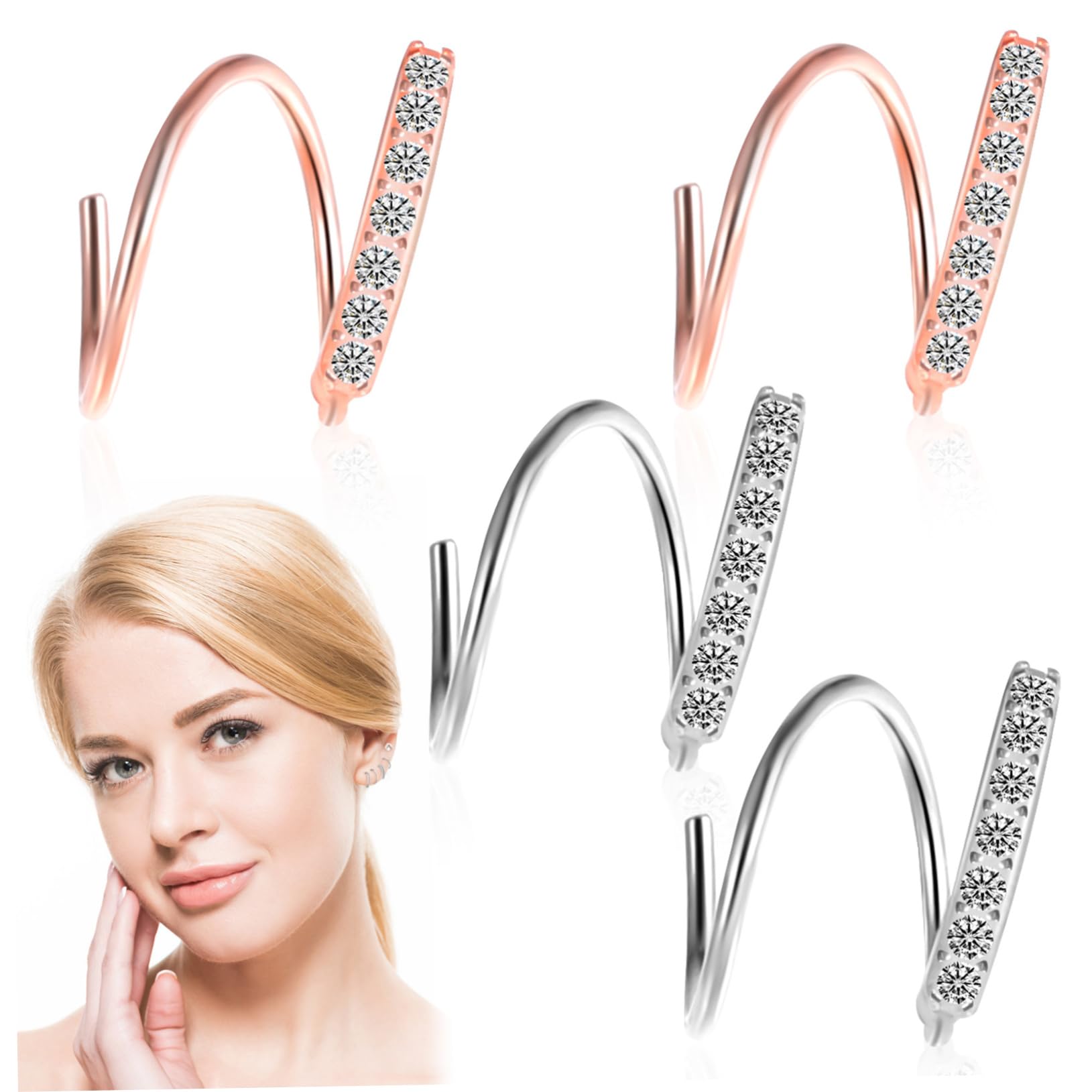 Boucle d'oreille helix argent pour femme double anneau qualite superieure