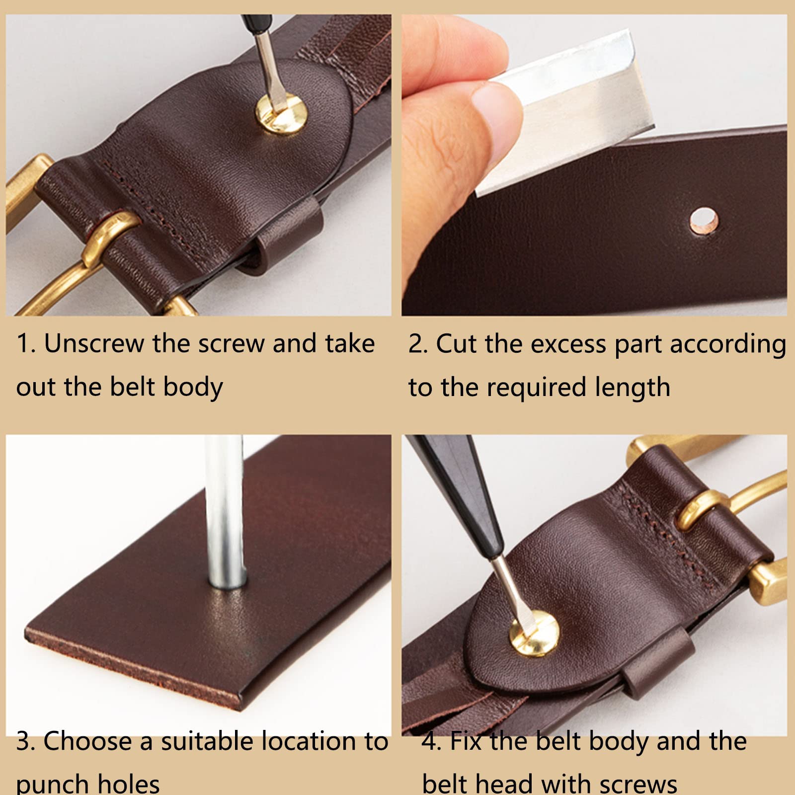 Cinturón Formal De Cuero Genuino For Hombre, Hebilla Metal, Ribete Ajustable