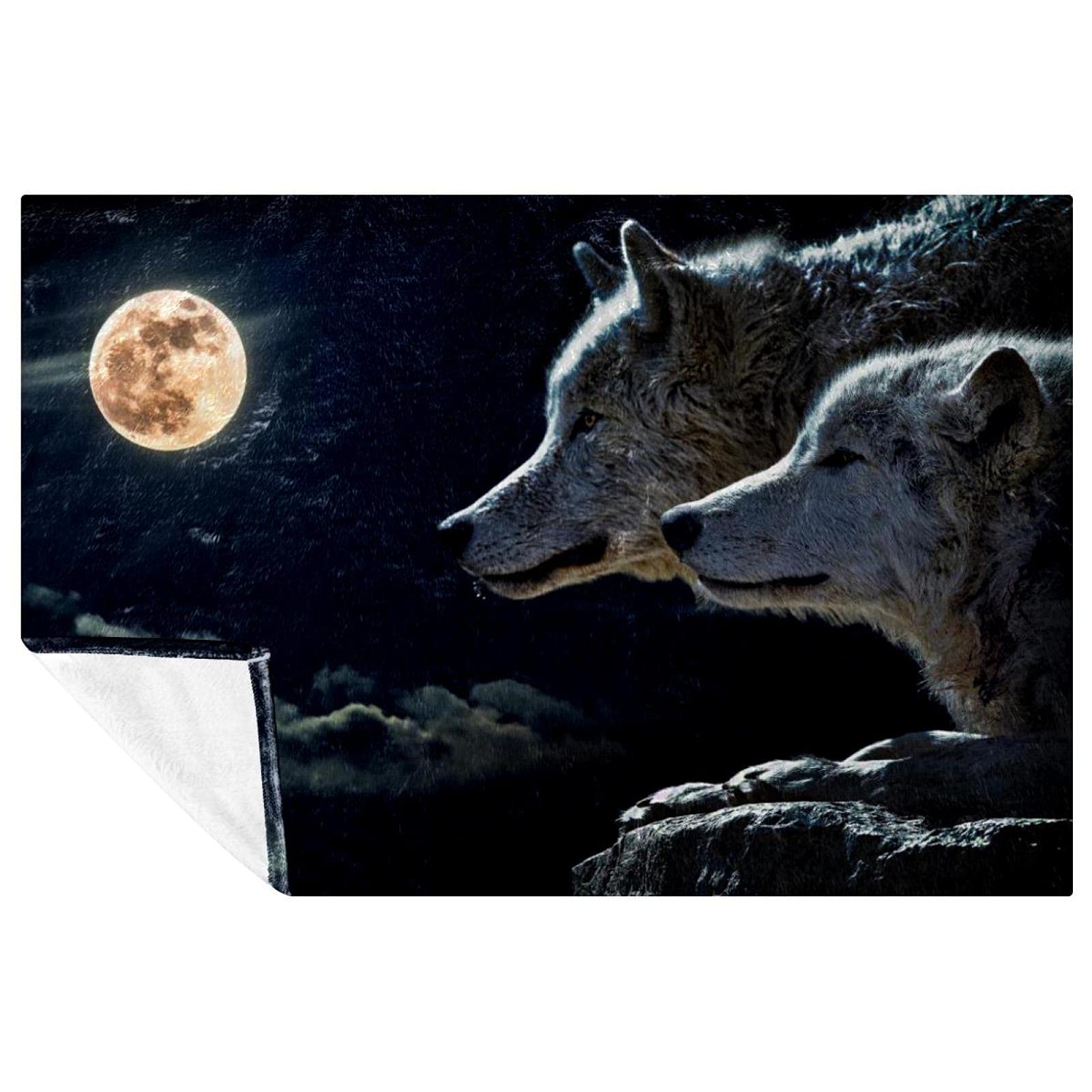 Couverture chaude Wolves Look The Moon, l'élégance d'un plaid de qualité