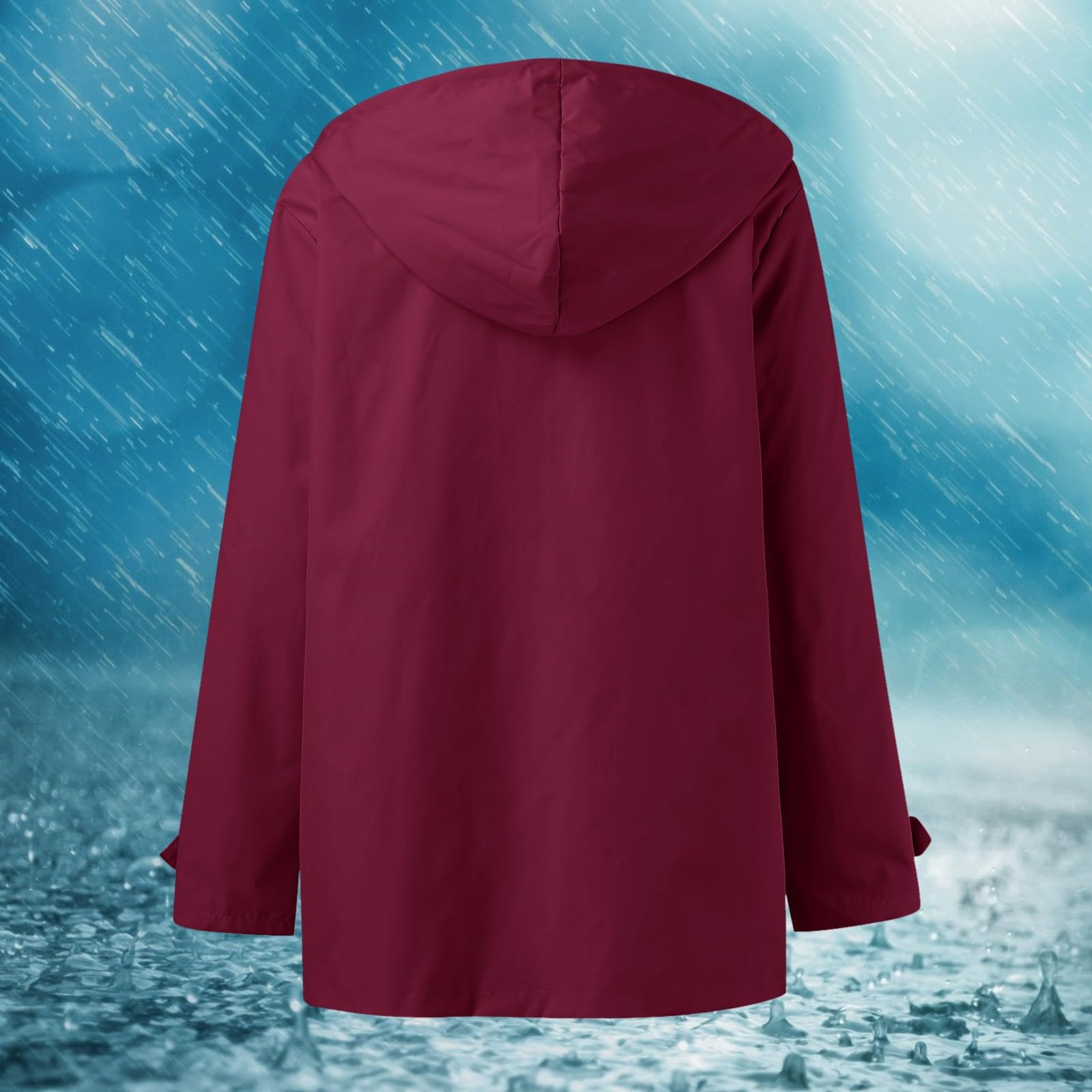 Regenjacke Damen-Kapuzenpullover wasserdichter Regenmantel mit soliden Taschen Reißverschlussjacke für Workout Outdoor-Jacke
