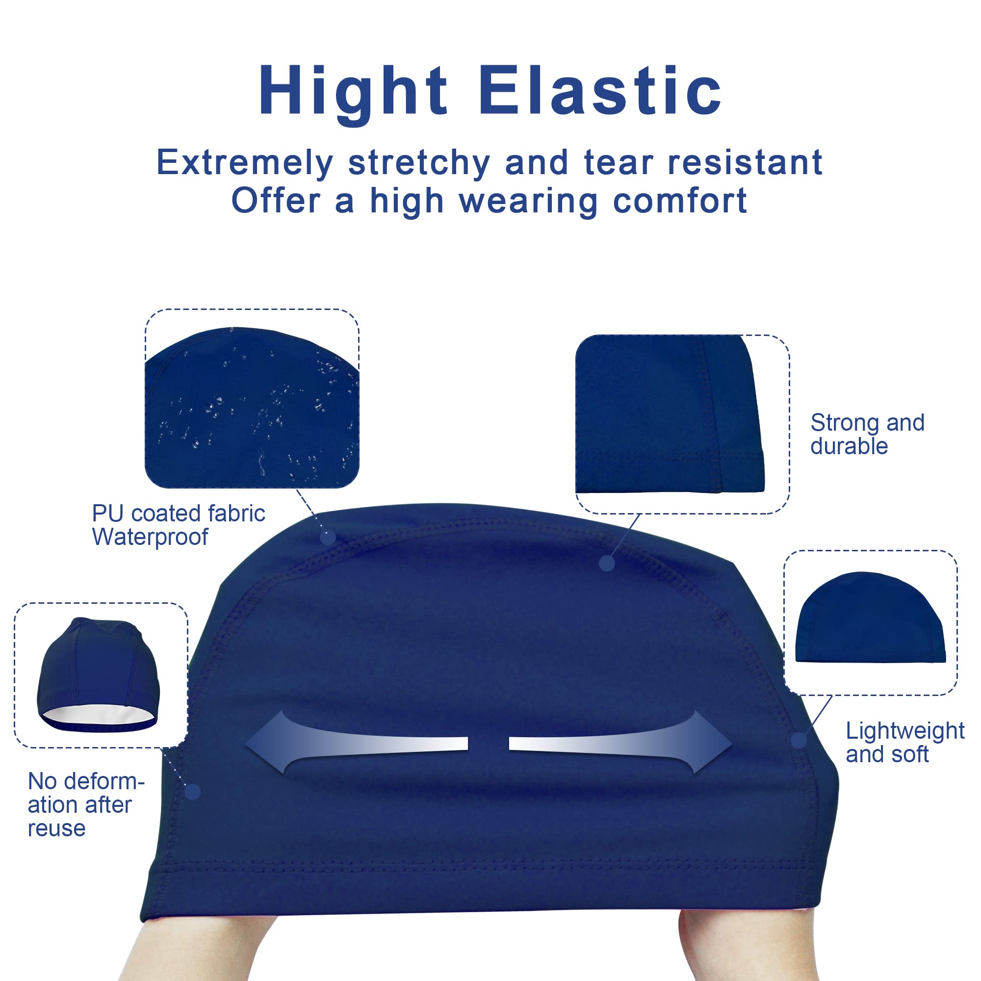 YMIFEEY Cuffie da Nuoto Cuffia Piscina per Uomo Donna Cuffie Piscina Adulto Tessuto Cuffia Nuoto Impermeabile Donna Cuffia Nuoto Uomo Elastico Protezione dei Capelli