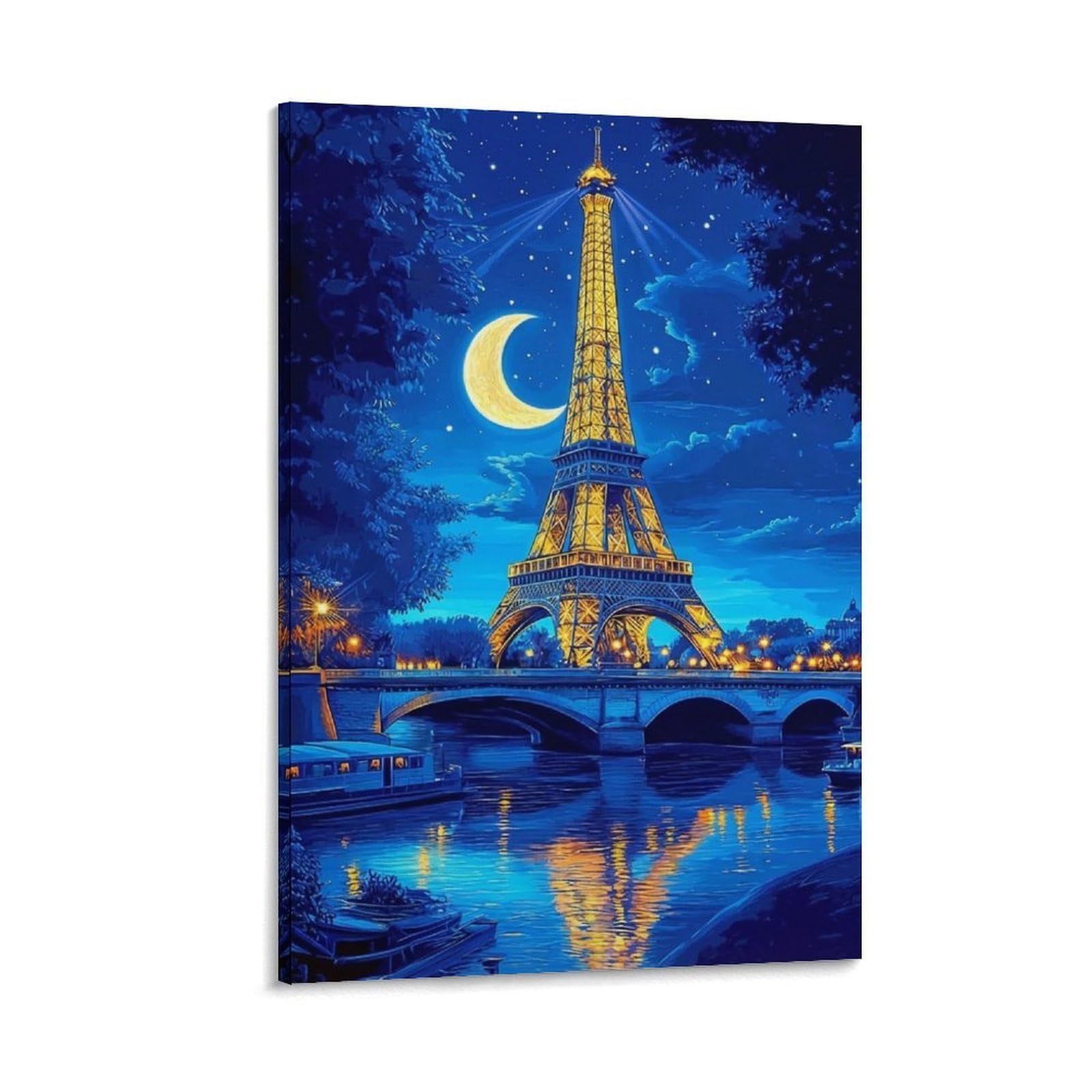 Eiffel Tower Night_1 Poster Artwork Canvas Prints Picture Modern Wall Art Picture Wall Hanging for Bedroom Living Room Decor 20x30inch(50x75cm)