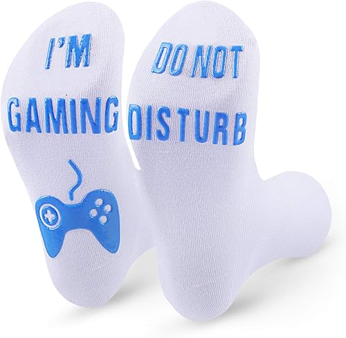 Miniatura 8 de QAPIZM Calcetines para juegos "No molestar, estoy jugando", ideas de regalo para hombres, día de San Valentín, niños, niños, calcetines para