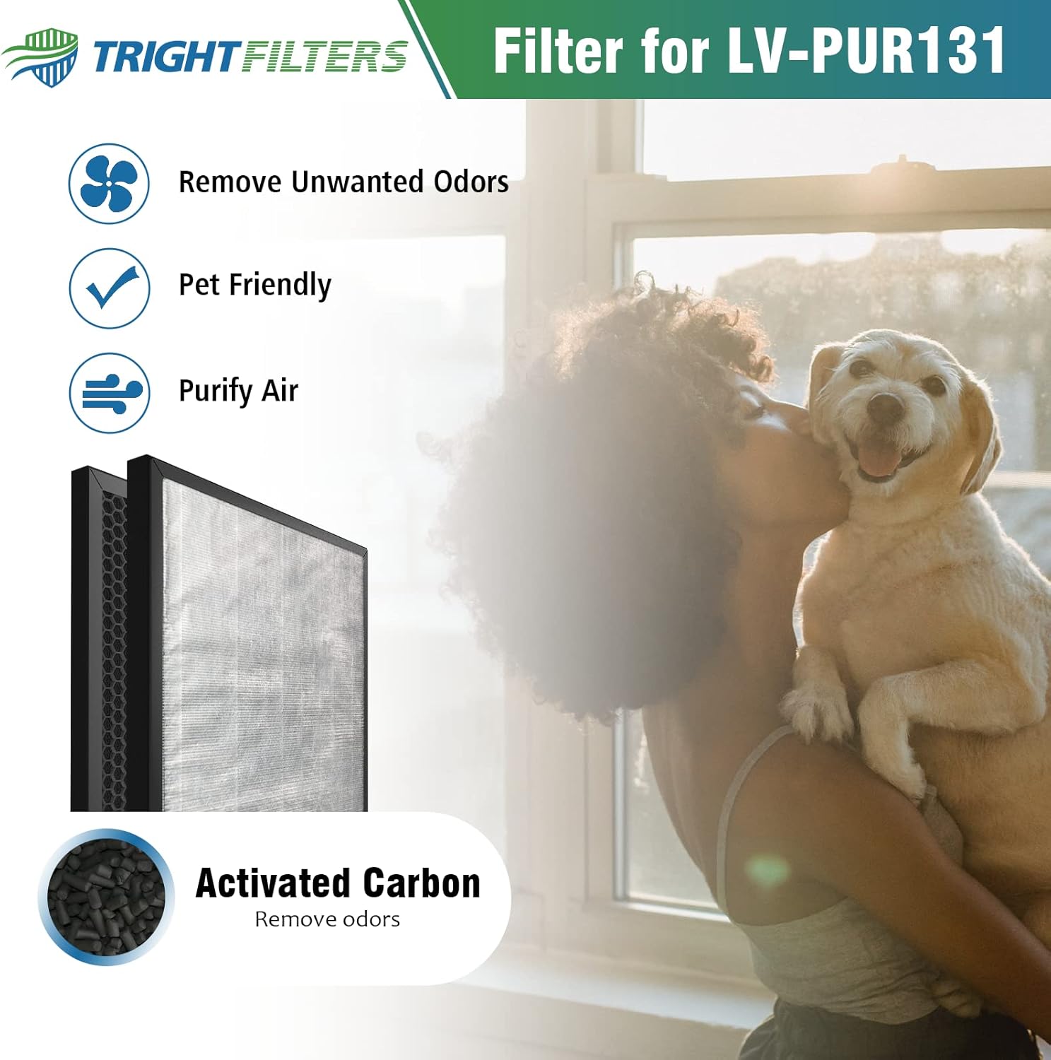 TRIGHTFILTERS LV-PUR131 Replacement Filter, H13 True HEPA, Activated Carbon Filter Set Compatible with LEVOIT LV-PUR131 and LV-PUR131S Air Purifier, LV-PUR131-RF