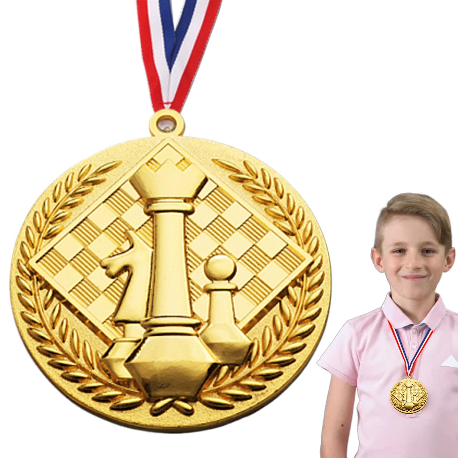 Medallas para premios: medallas de ajedrez en relieve, medallas de oro para niños, medallas portátiles de rollo de honor, premio de trofeo, regalo para niños y adolescentes