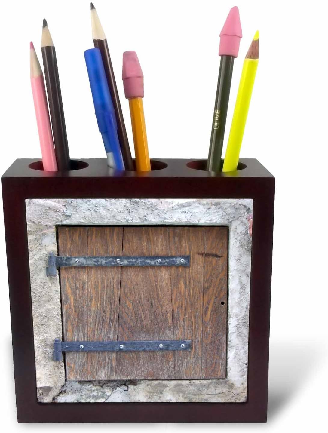 3dRose ph_157619_1 Wooden Medieval Style Trap Door Photo Print-Offbeat Humor-Unusual Bizarre Humorous Fun Funny-Tile Pen Holder, 5-Inch