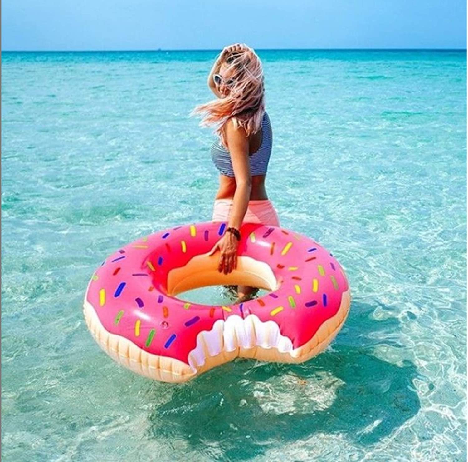 Flotador Gigante Hinchables para Piscina Diseño Original Rueda Hinchable Donut 120cm Flotadores Piscina para Adultos y Niños
