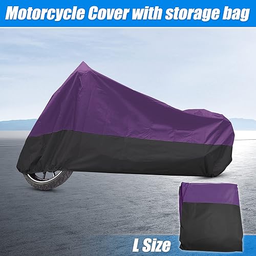 Miniatura 7 de uxcell Funda para motocicleta para todas las estaciones, impermeable, a prueba de polvo, para exteriores, motocicleta, 180T, L, morado, negro, para