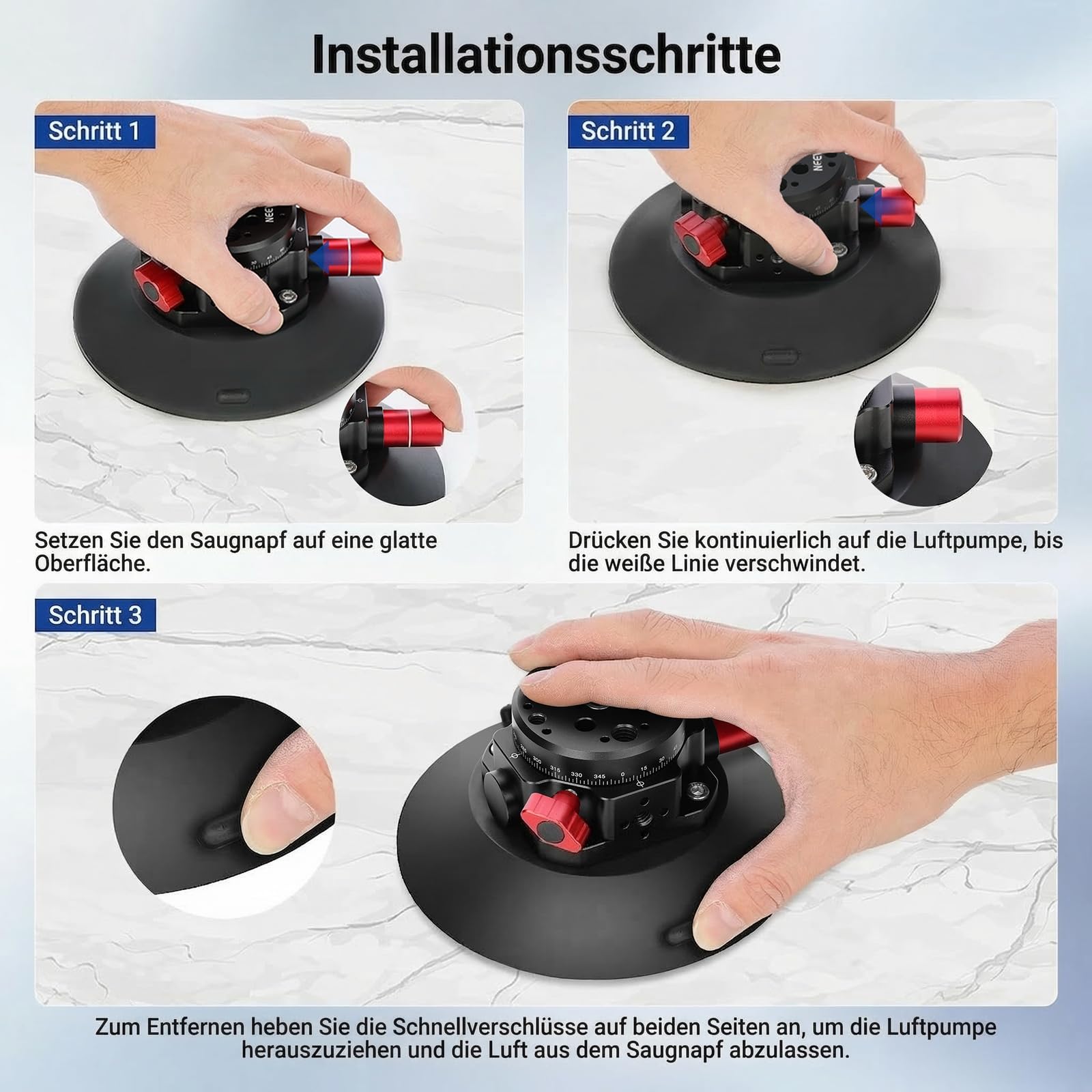 NEEWER 6"/15,2cm Kamera Saugnapf Halterung mit Kugelkopf Magic Arm, Metall Saugnapfhalterung an der Auto Windschutzscheibe für Action Kamera/Handy Halter, mit 1/4“ & 3/8" Befestigungslöchern für ARRI