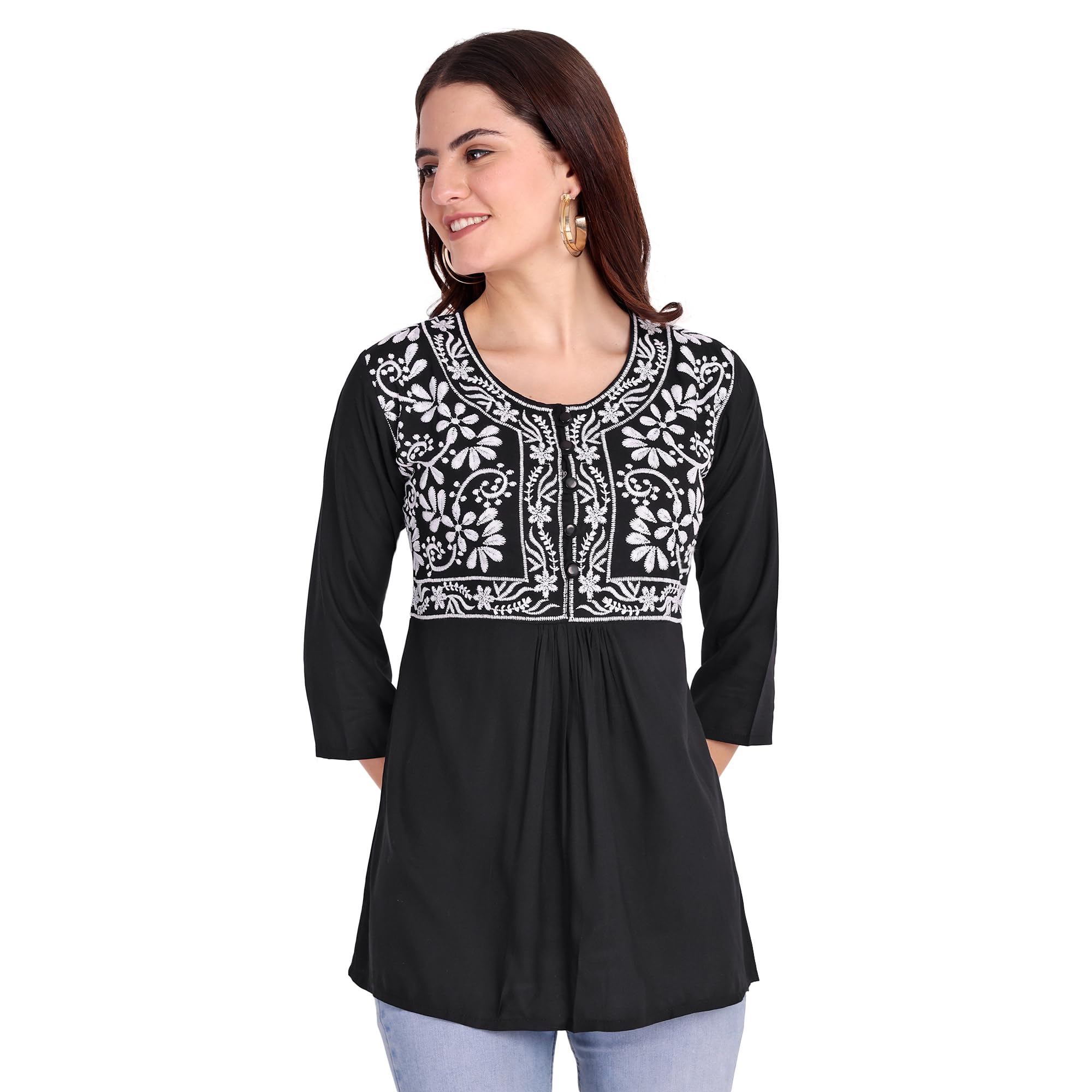 Elendra Girls Peplum Embroidered Top Premium Cotton Tunic Top's