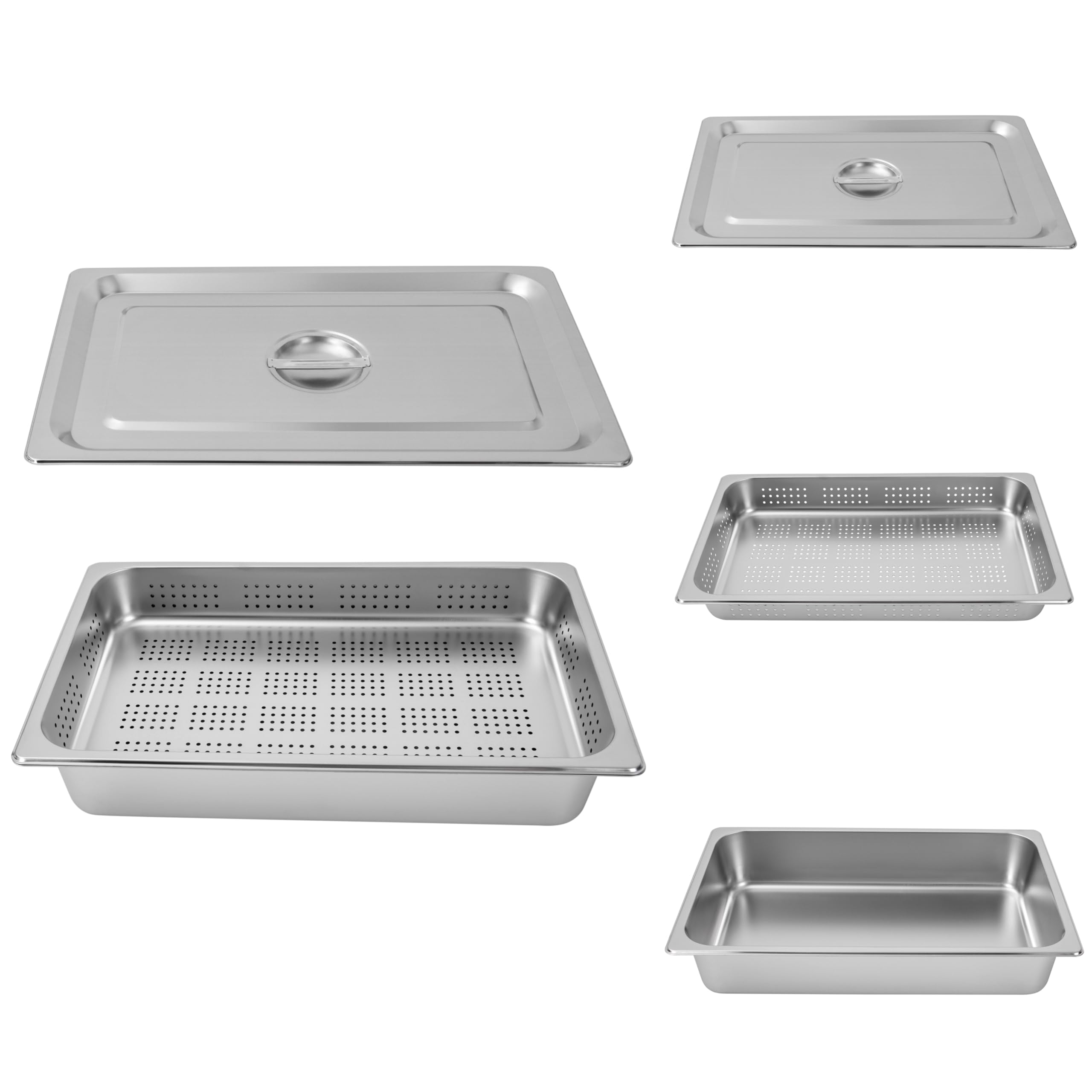 Full Size Hotel Pan with Lid & Perforated Steam Pan, Steam Table Pan Food Warmer Restaurant Supplies Food Pan Tray Buffet Servers Pans Hot Water Pan for Restaurant Catering Kitchen Supplies?