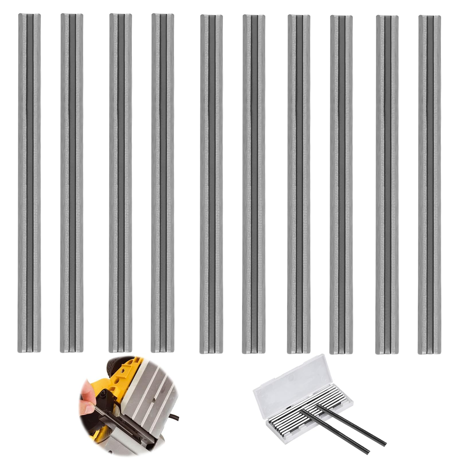 10 Piezas Cuchillas Cepillo Cepilladora, 82 mm HSS Cepilladora Eléctrica Cuchillas Reversibles para Cortar Duras Blandas Tablero De Madera Contrachapada para Maquinaria de Carpintería