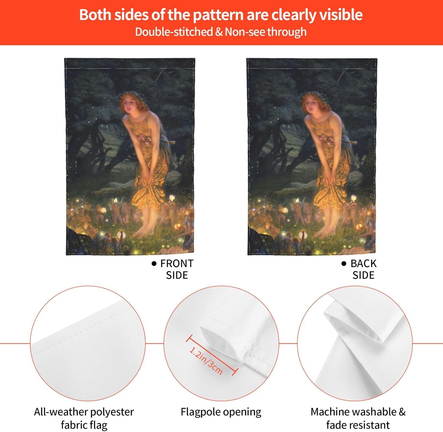 Beautiful Midsummer Eve And Many Fairy In Night Garden Flag 12x18 Inch Double Sided Vertical Decoration Yard Small Flag For Outside Holiday Seasonal Outdoor - Image 7