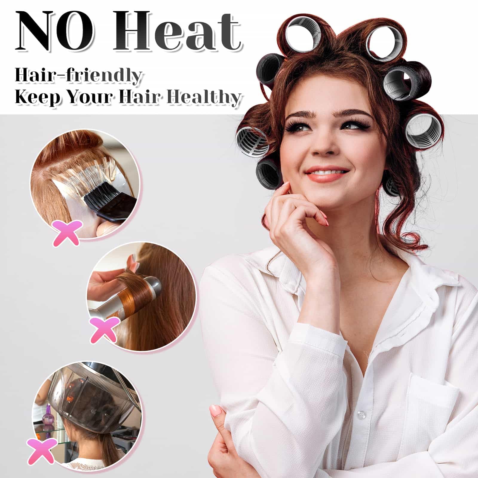 3'' Extra Large Hair Rollers Set For Long Hair, Jumbo Self-Grip VelcroRollers For Salon-Volume & Big Curls, 31 PCS With 3 Sizes (3"/2.5"/2"), Includes Clips & Comb, Travel Pack
