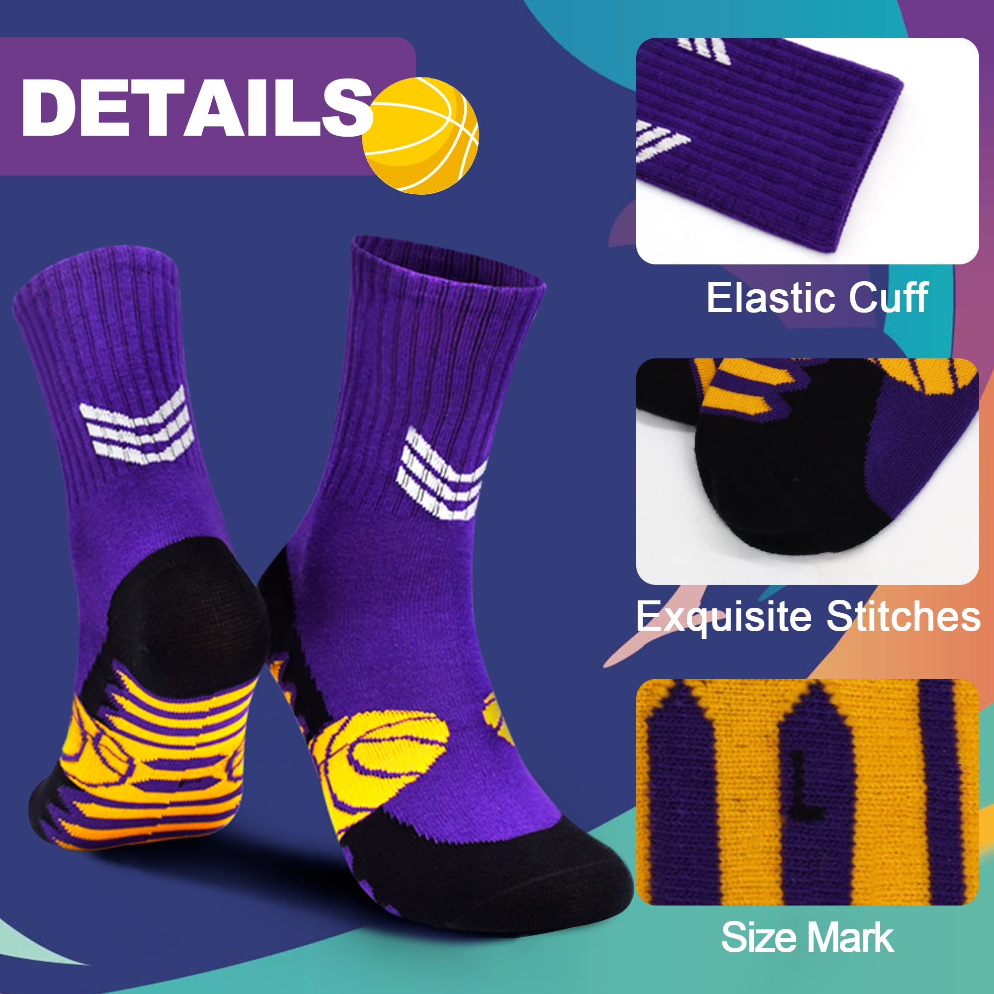 ELUTONG Atmungsaktive Sportsocken Kinder, 3 Paar Unisex Basketball Trainer Socken Kompressionsstretch Fußballsocken Outdoor für Jungen Mädchen 5-8 Jahre
