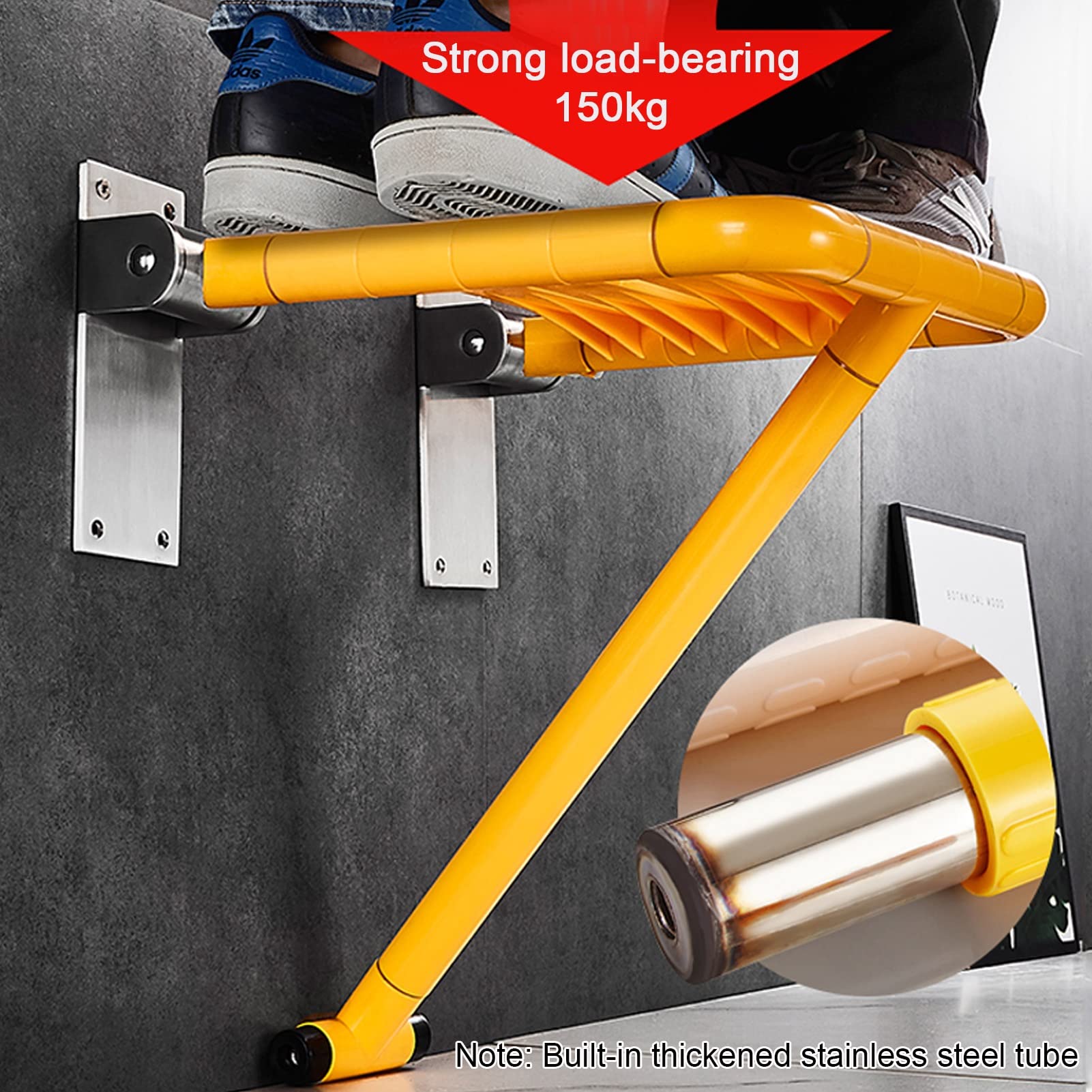 RENJJPBO Wall-Mounted Shower Seat Bench Folding Stool Chair,Shoe-Changing Stool for Foyer/Balcony/Bathroom (Color : White, Size : 46x45x45cm)