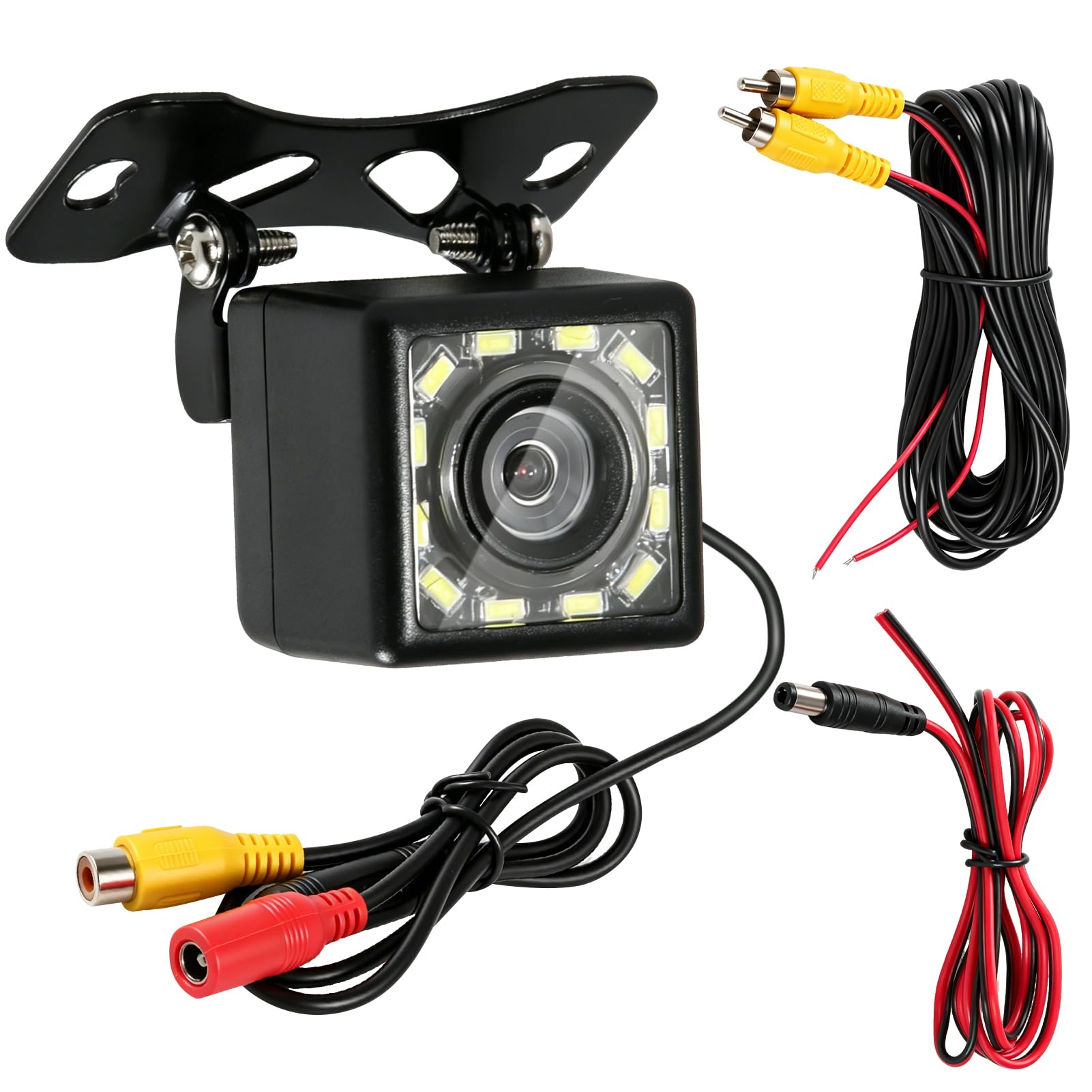 Cámara de Marcha Atrás 1080P Visión Nocturna 12 LED IP68 Impermeable | 170° Gran Angular, 12V-24V Cámara Trasera Universal con Cable 6M para Automóviles, Coche, SUV, Camiones, Pickup, Furgonetas