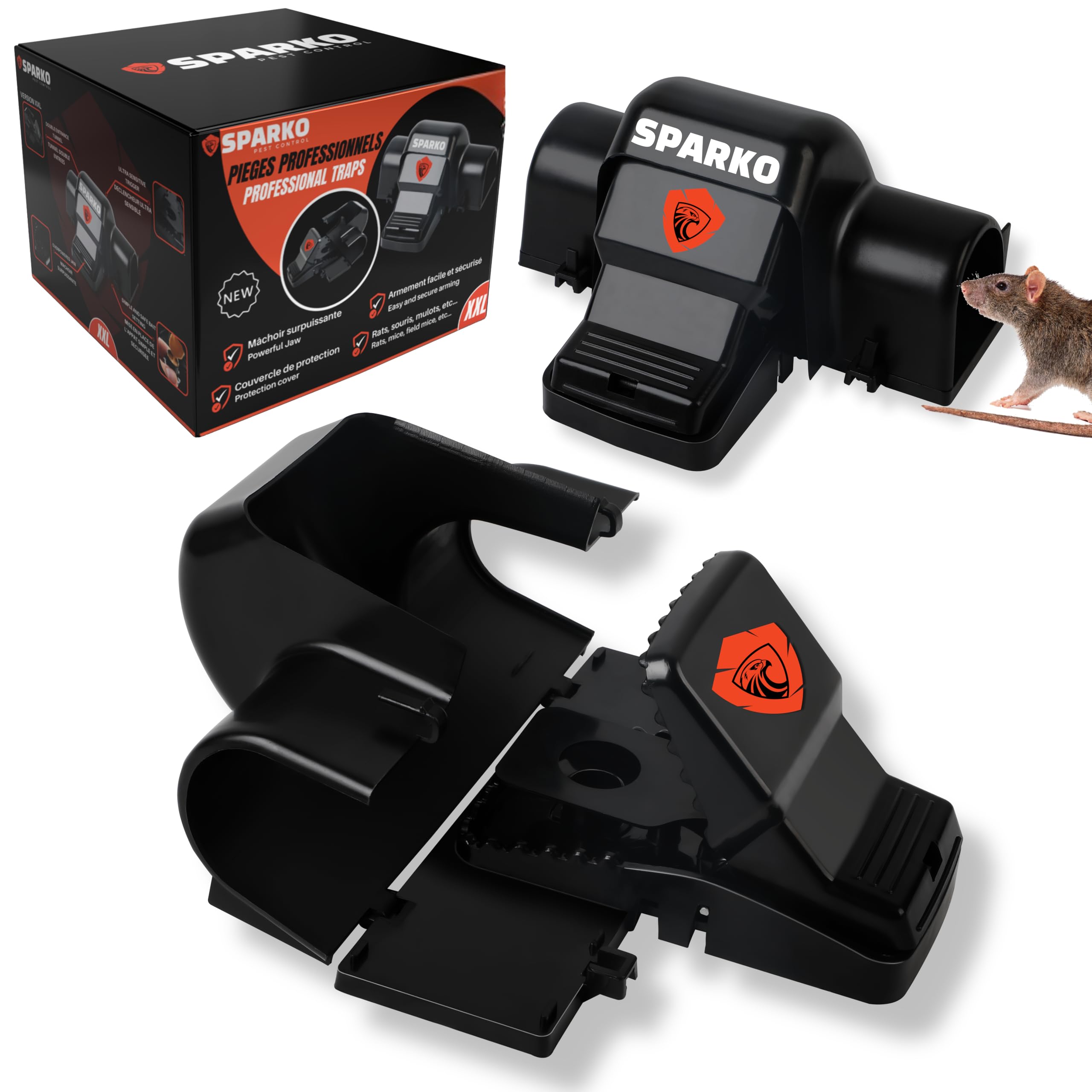 SPARKO (X1) Trappola Per Topi Grandi Trappole Per Topi Professionali Riutilizzabili Molto Potenti Per Interno Ed Esterno Resistenti Efficaci Per Una Protezione Completa Contro Ratti Piccoli & Roditori