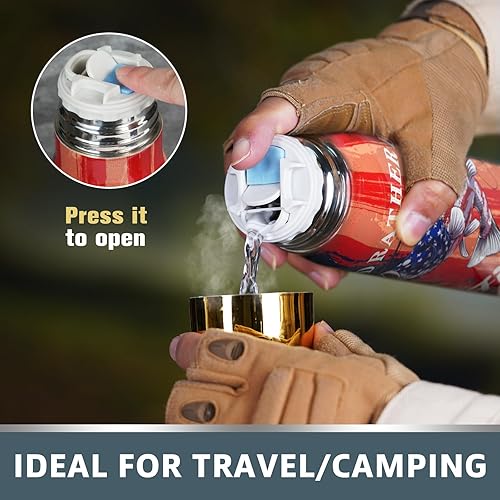Vista 65 de Vaso de acero inoxidable de 17 onzas para hombres, él, marido, papá, taza de café con forma única para hombre, pesca, caza, camping, Navidad