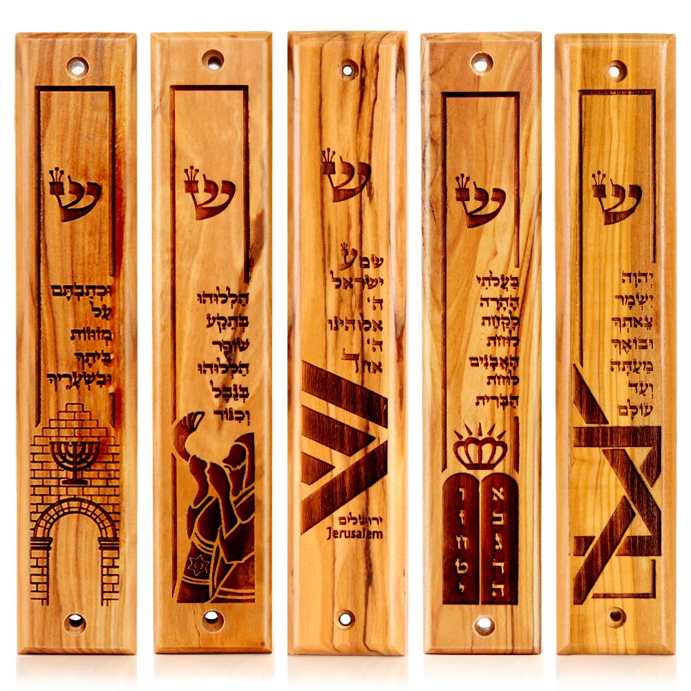 HalleluYAHOlive Wood Mezuzah Hand Made from Bethlehem (Collection)