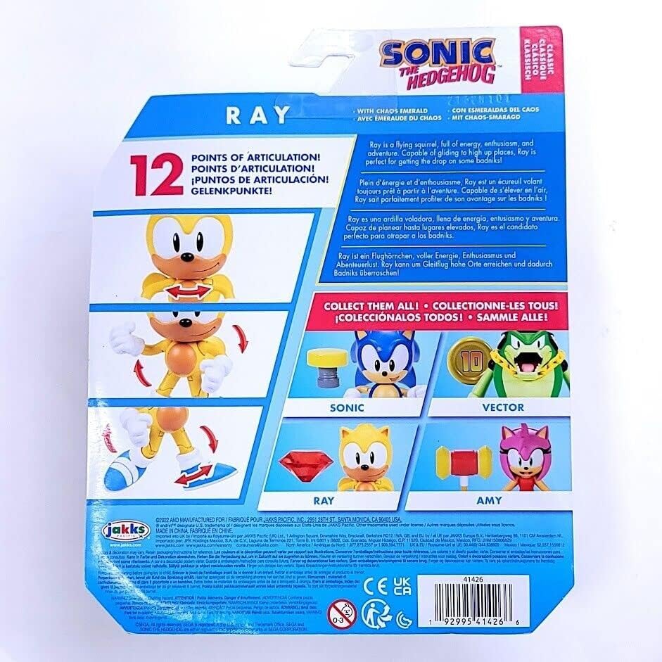 Sonic the Hedgehog Ray Action Figure 4 inch with Red Chaos Emerald - Image 3
