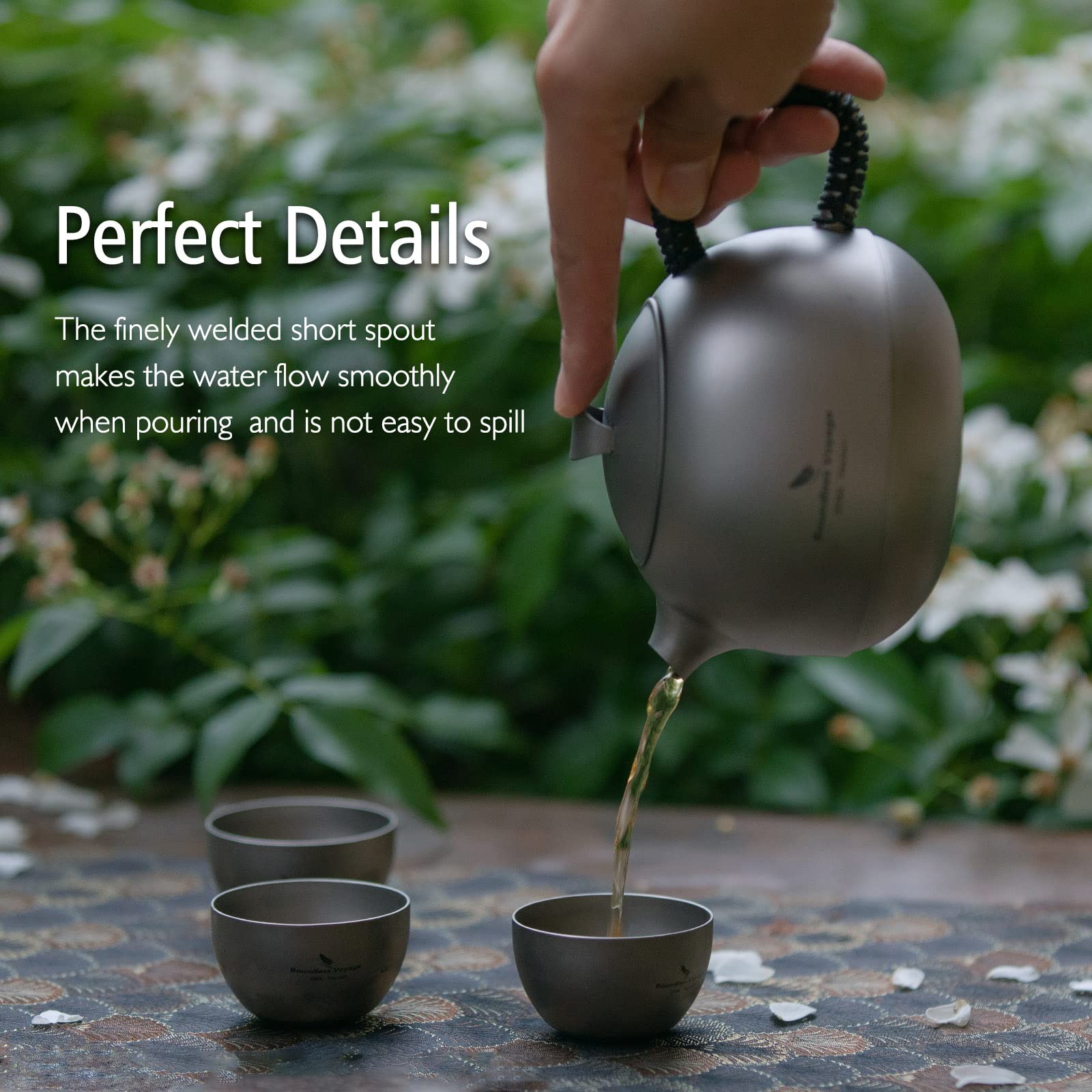 Boundless Voyage 380ml Titan-Teekessel mit Filter Outdoor-Teekannen-Set Camping-Kaffee-Teebereiter (Ti3108D-Nur 380ml Teekanne)