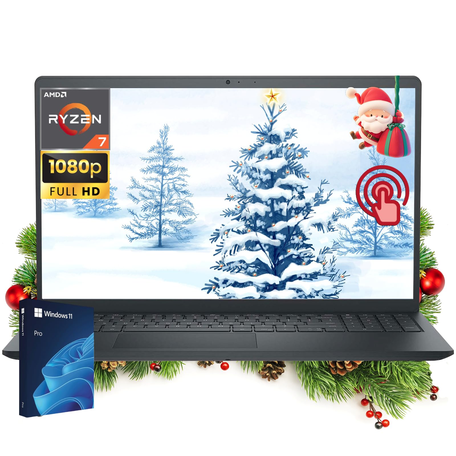 Inspiron 15 3535 Laptop, 15.6" FHD Anti-Glare Touchscreen, AMD Ryzen 7 7730U(15 W, Up to 4.5 GHz), 32GB RAM, 1TB SSD, AMD Radeon Graphics, Thin and Light PC, Windows 11 Pro