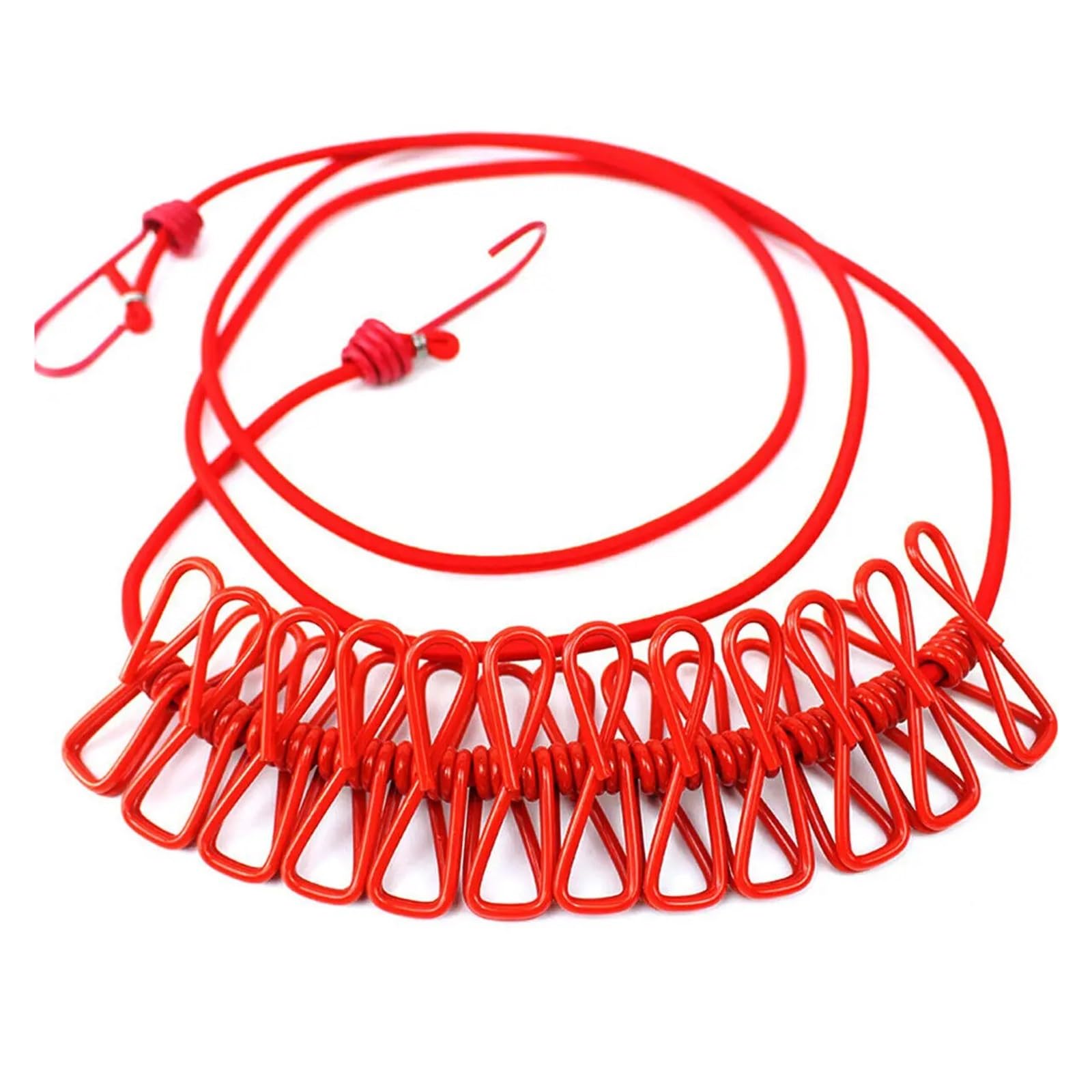 Outdoor Elastic Clothesline with Travel Camping Home Portable Clothes Rack Laundry Drying Line for Backyard(Red)