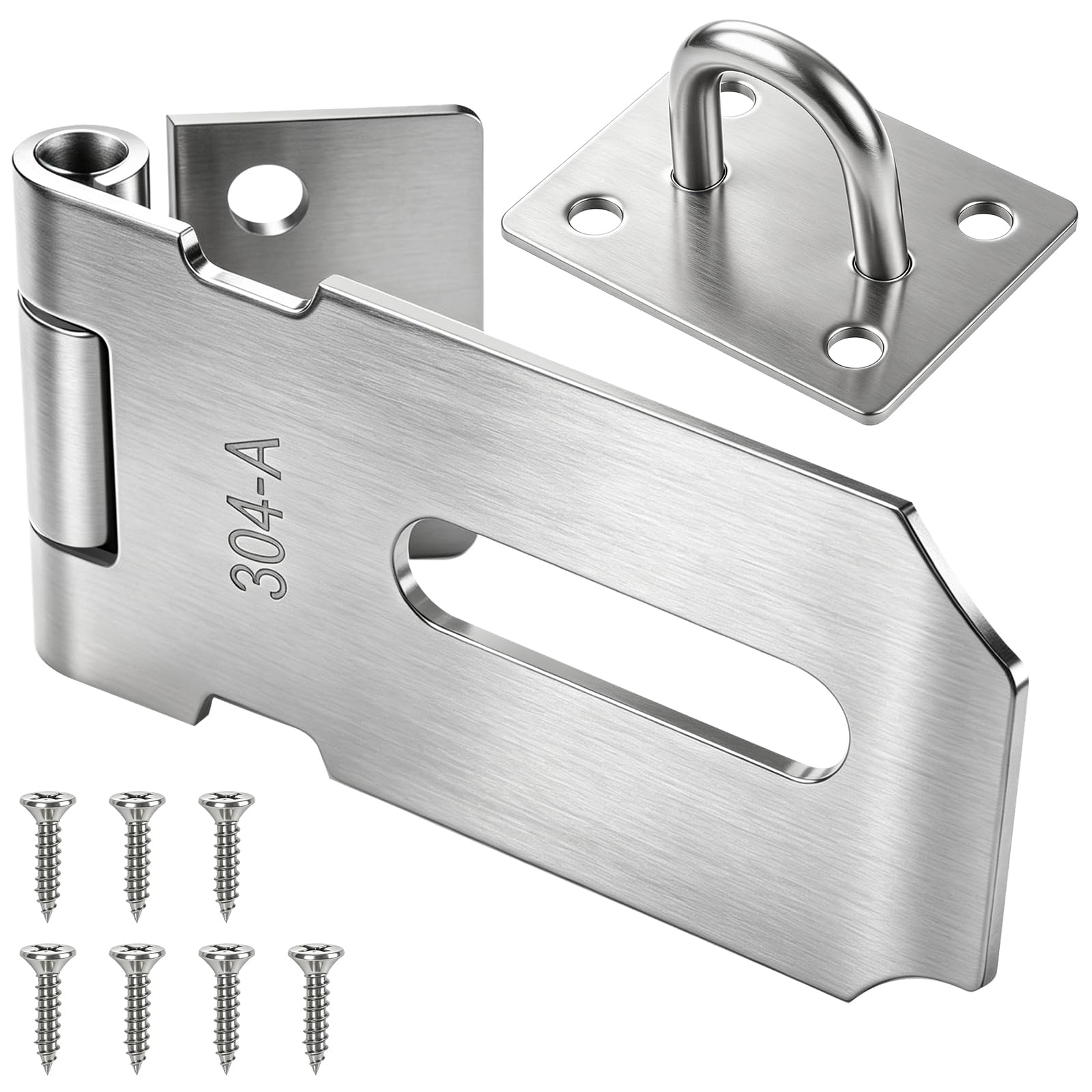Moosswee 3 Inch Padlock Hasp Staple with Screws, 304 Stainless Steel Silver