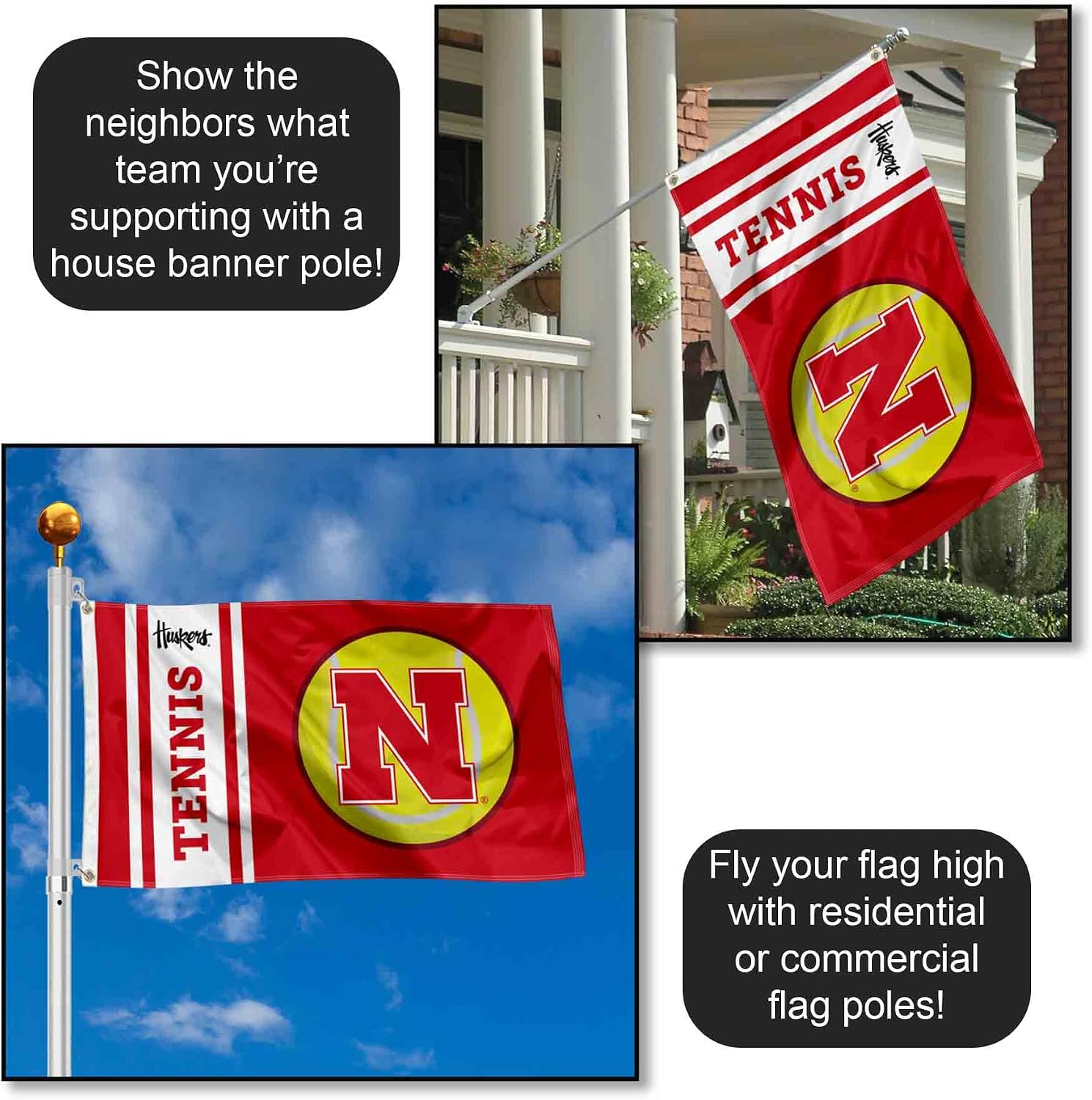Nebraska Cornhuskers Tennis 3x5 Grommet Flag