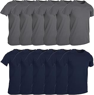 12 Pack Men's Cotton Short Sleeve Lightweight T-Shirts, Bulk Crew Tees for Guys, Solid Bright Colors T-Shirt