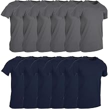 12 Pack Mens Cotton Short Sleeve Lightweight T-Shirts, Bulk Crew Tees for Guys, Solid Bright Colors T-Shirt