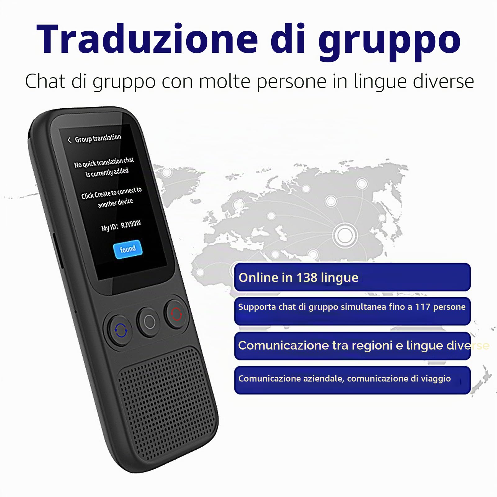 Traduttore 138 Lingua Senza Internet, Traduttore Simultaneo con Uso Offline E Online, Traduttore con Uscita Vocale, Dispositivo di Traduzione