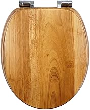 Toilet Lid with Soft-Close Mechanism, Solid Wood Toilet Seat, Easy Assembly and Easy to Clean, Toilet Lid Stable and Wobble-Free, Toilet Seat O Shape