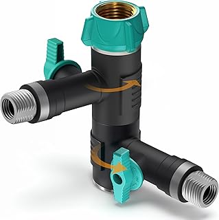 rainfactory Divisor de Agua 2 vías 3/4" con Conexiones giratorias 360° y válvulas Independientes – Grifo Doble jardín para Manguera, Conector Manguera para riego en terraza y balcón