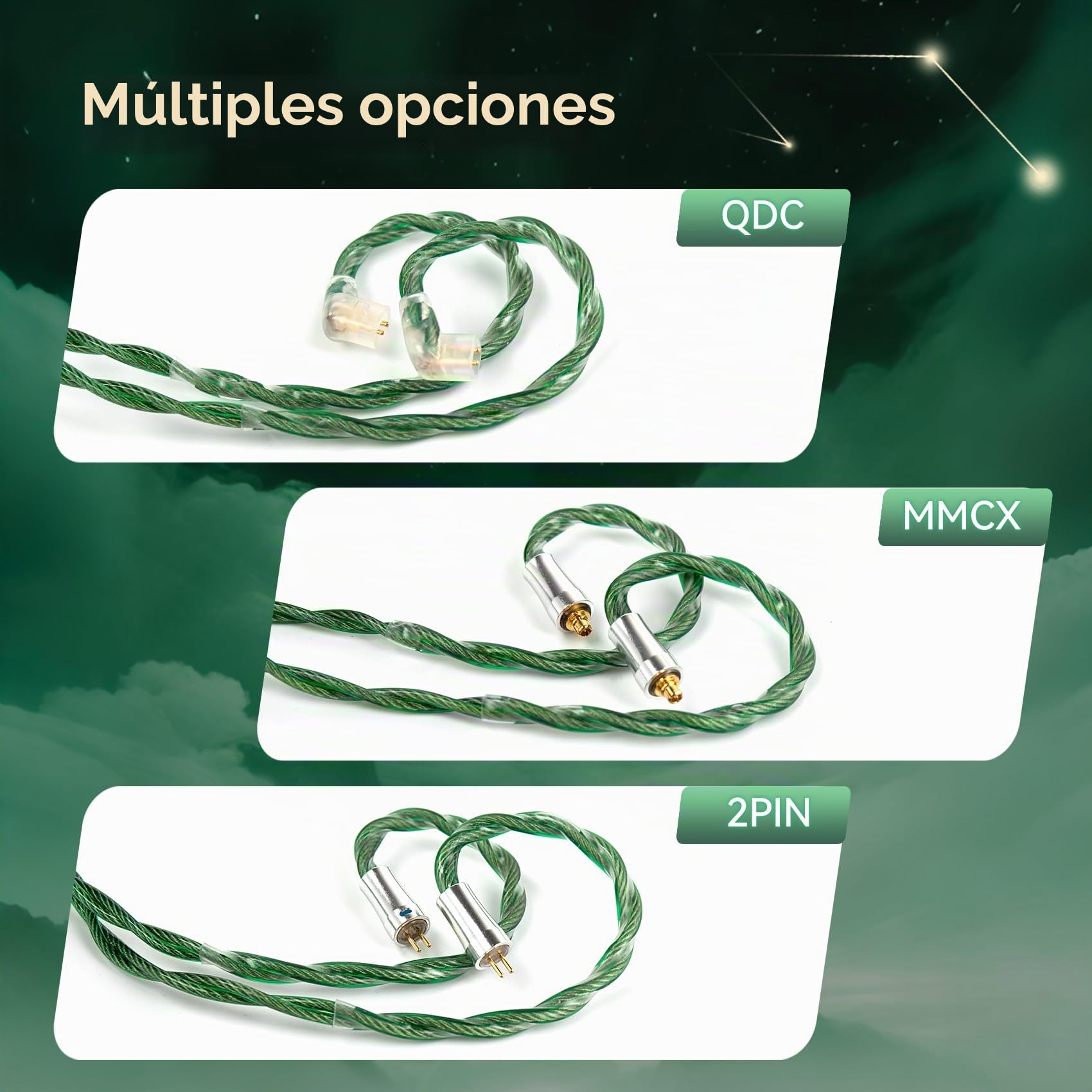 keephifi KBEAR Aegis IEM - Cable de auriculares Hi-Fi de 4 núcleos, cable de 120 cm para auriculares Shu-re AONIC 215, U-E900, TIN-HIFI P1/T2/T3/T4 Plus/ T2 Evo (MMCX, conector de 4,4 mm)