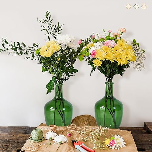 Miniatura 5 de Bfttlity Jarrón de vidrio transparente alto para ramas, jarrones de vidrio para centros de mesa en decoración del hogar (S-verde)