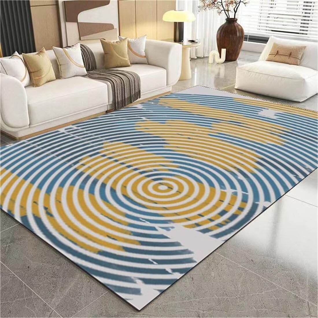 Tapis de salon moderne bleu 180x260 pour chambre enfant et séjour