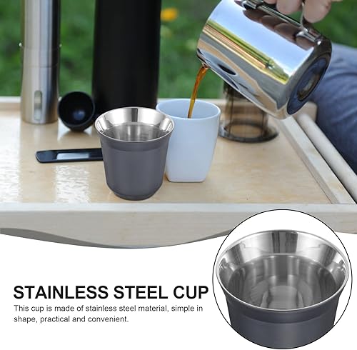 Miniatura 9 de BESTonZON Taza de café de metal para bebidas de acero inoxidable de doble capa, contenedor de vino aislado para café expreso, cerveza, capuchino,