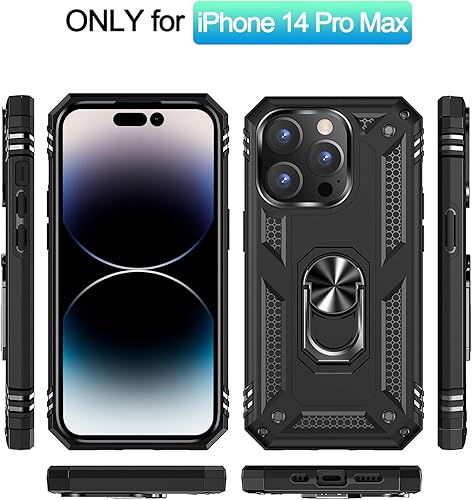 Miniatura 3 de ADDIT Funda para iPhone 14 Pro Max, funda protectora de grado militar para iPhone 14 Pro Max con anillo de soporte para coche para iPhone 14 Pro Max