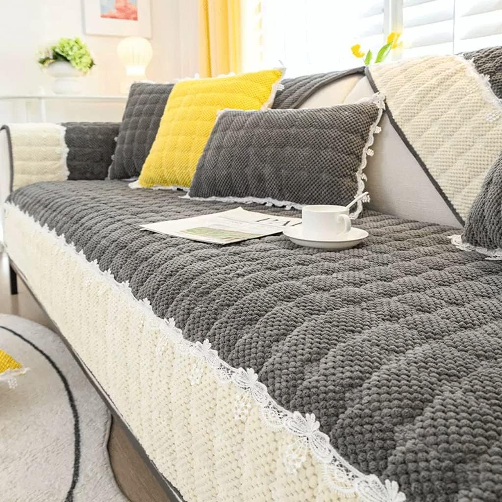 Corduroy Sofa Cushion Four Seasons Universal Cushion Non-Slip Sofa Cover Cover Winter Cover Cloth (Color: D, Size: 220~250) (B 250~290cm)